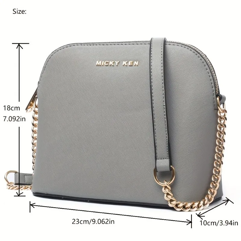 Women Luxury Chain Crossbody Bag Lady Classic Letter Decor Shell Purse Female Fashion Shoulder Bag With Zipper