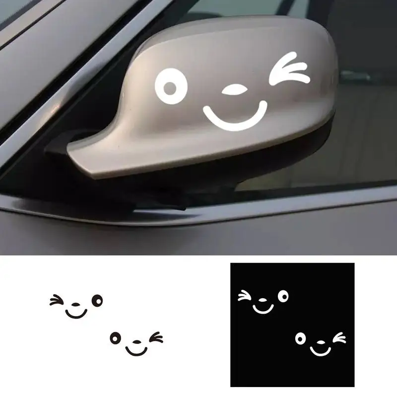 

2pcs Funny Car Stickers Smile Windshield Banner Decal Car Decals For Car SUV Truck Hood Bumper Car Door Rear Mirror 11x10 Cm