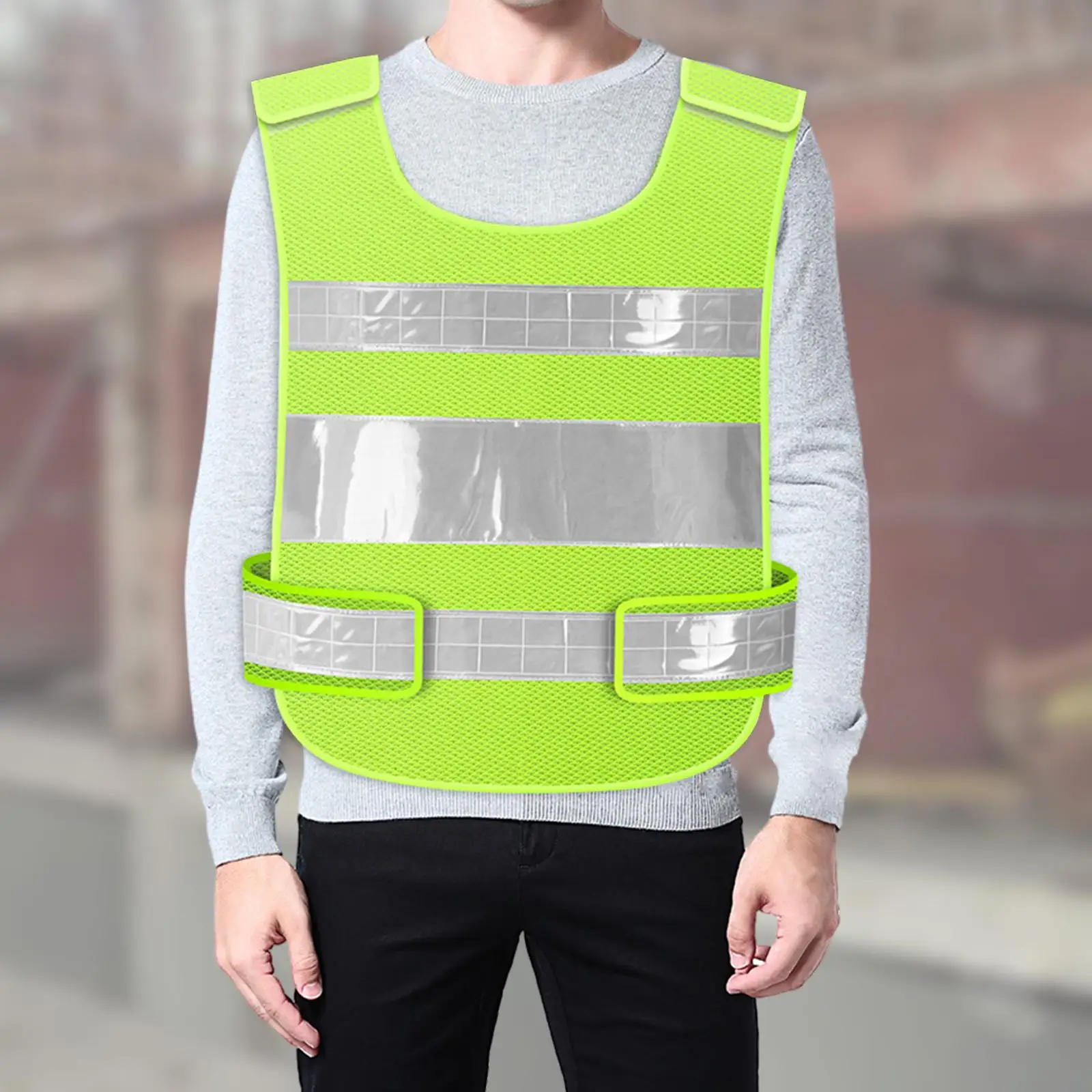 Reflective Vest High Visibility Construction Gear Walking Running Hiking Work Biking Mesh Cloth with Reflective Strips Adults