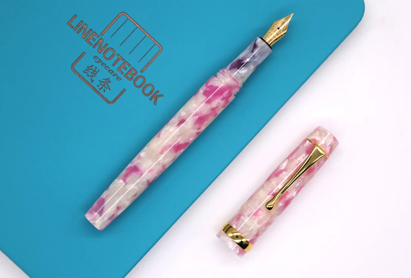 

Jinhao Pink Resin Barrel Fountain Pen EF/F/M/Bent Fine Nib 0.38mm Gold Trim W/Converter Business Office School Supplies
