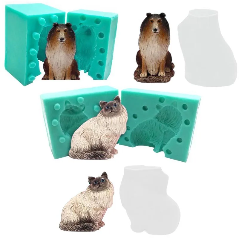 Katzen- und Hunde-Schokoladen-Silikonform Kuchendekoration DIY Tier-Modellierung Gips Harz Kerzenform Gips-Handwerk Haushaltsbedarf – Detail 9