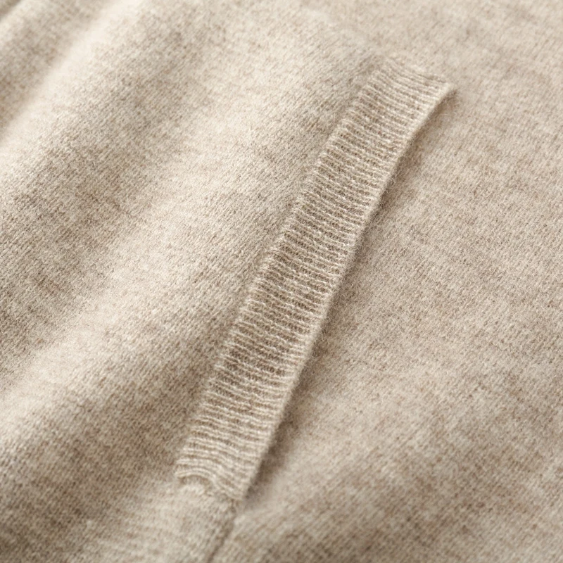 DjzDsm Men's hooded Top With Zipper And Pocket Comfortable Knit Sweater 100% Merino Wool Sweater Wool Sweater Autumn and Winter 6