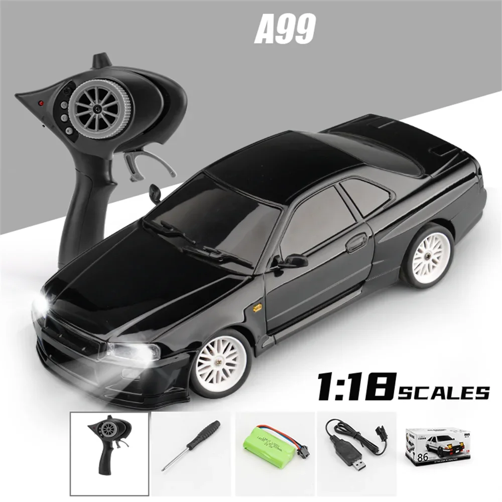 LDRC 1899/A99 RTR 1/18 2.4G RWD RC Car Drift GTR R34 Gyro LED Light On-Road Full Proportional Alloy Body Shell Racing Vehicles M 6