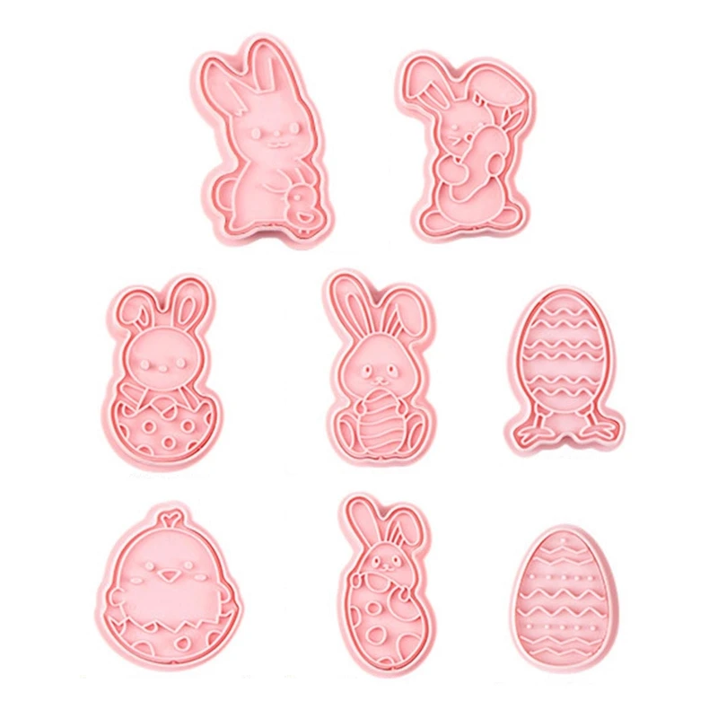 

8x Easter Egg Bunny Cake Mold Sugar Craft Plastic Mold Cake Decor Tool Bakeware T21C