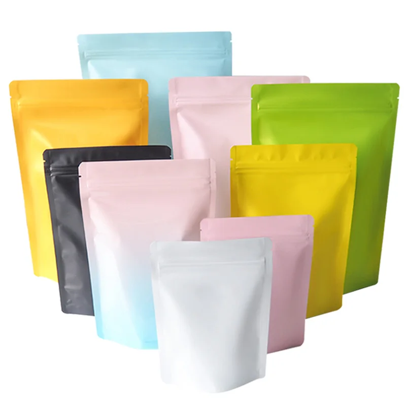 

500Pcs Colorful Thickened Aluminum Foil Bag Stand up Ziplock Food Bags Self Sealing General packing Bag, thickened Coffee bags