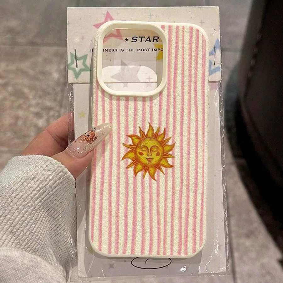 Light Blue Striped Sunflower Pattern Phone Case
