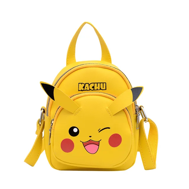 Pokemon Anime Plush Toy Pikachu PU Backpack Shoulder Bag Hangbag Cute Plush Messenger Bag Girls Gift 1