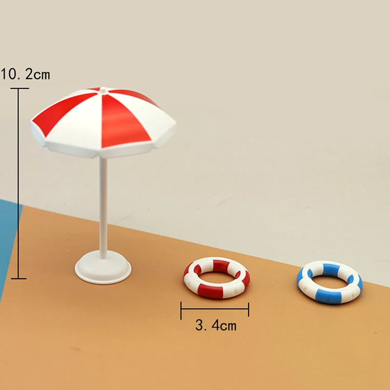1Set Doll House Cute Simulation Mini Swimming Pool Swimming Circle Beach Chair Set Model Children Play Toys Decoration 5