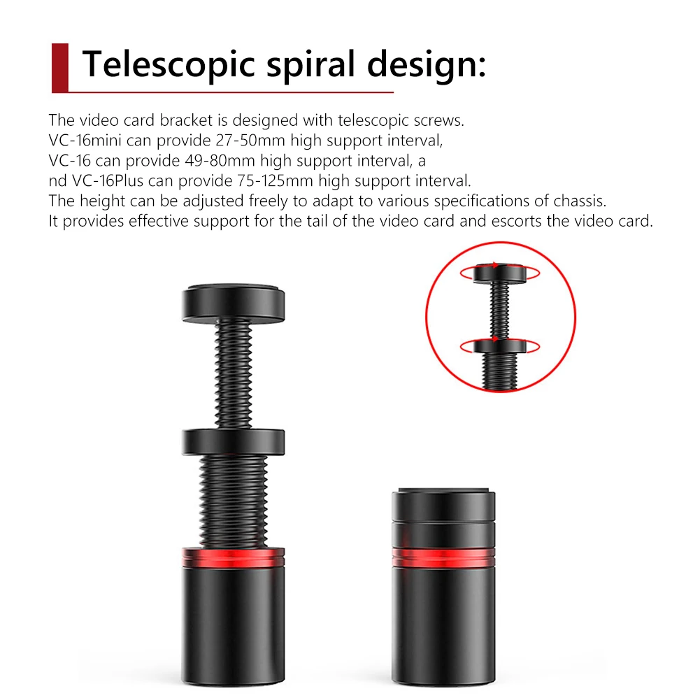 Graphics Card GPU Holder Adjustable Telescopic Rotary Screw Aluminum Alloy Support Vertical GPU Bracket Video Card Holder