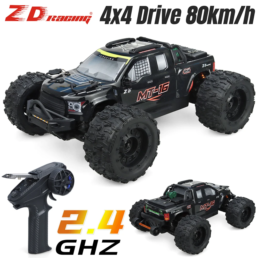 ZD Racing MT-16 RC Car 1:16 4WD 2.4GHZ 4CH Remote Control Off-Road Car 2845 Brushless 3600KV Motor 80Km/h for Kids Adults
