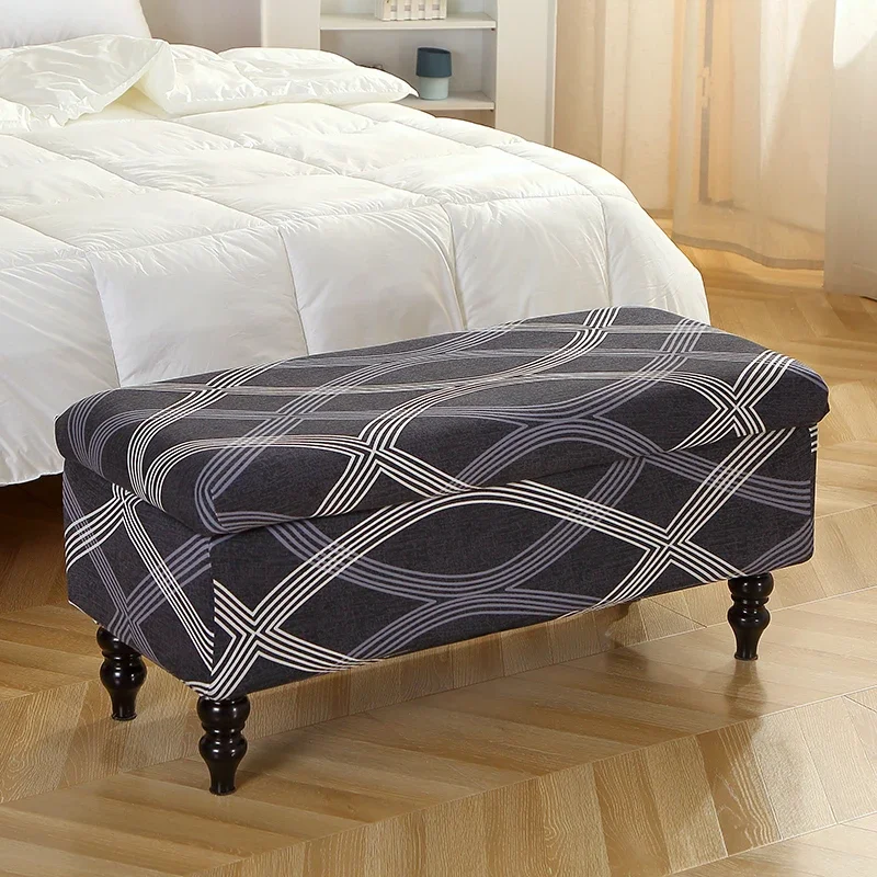 1PC Printed Storage Ottoman Cover Elastic Foldable Bedroom Footstool Covers Bench Stool Furniture Protector Footrest Slipcover
