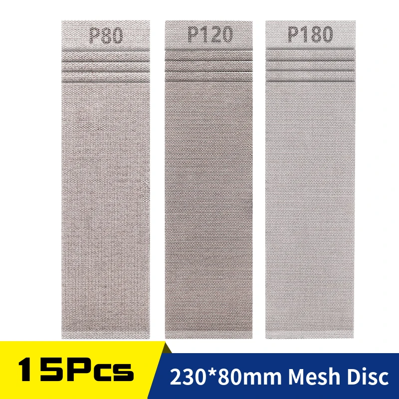 15Pcs Mesh Sanding Sheets Hook and Loop Sandpaper 80/120/180 Grit Dust