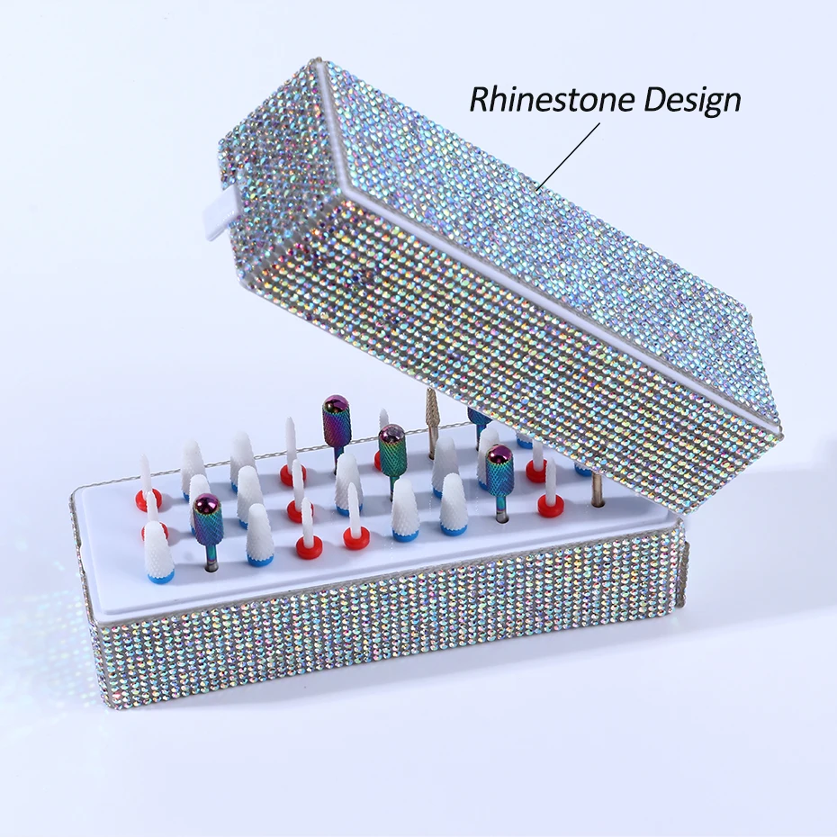 30Holes Nail Drill Bits Storage Box Manicure Milling Cutter Holder Nail Drill Display Stand Showing Shelf Nail Accessories Tools