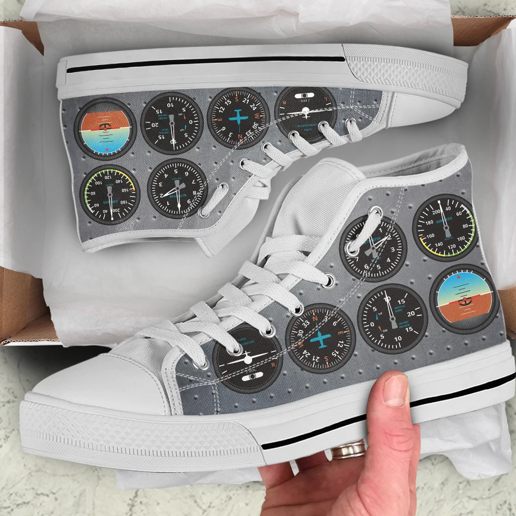 INSTANTARTS New Classic Vulcanized Casual Canvas Shoes Cockpit Instruments Design Wear-Resistant Flat Shoes for Men Footwear Hot