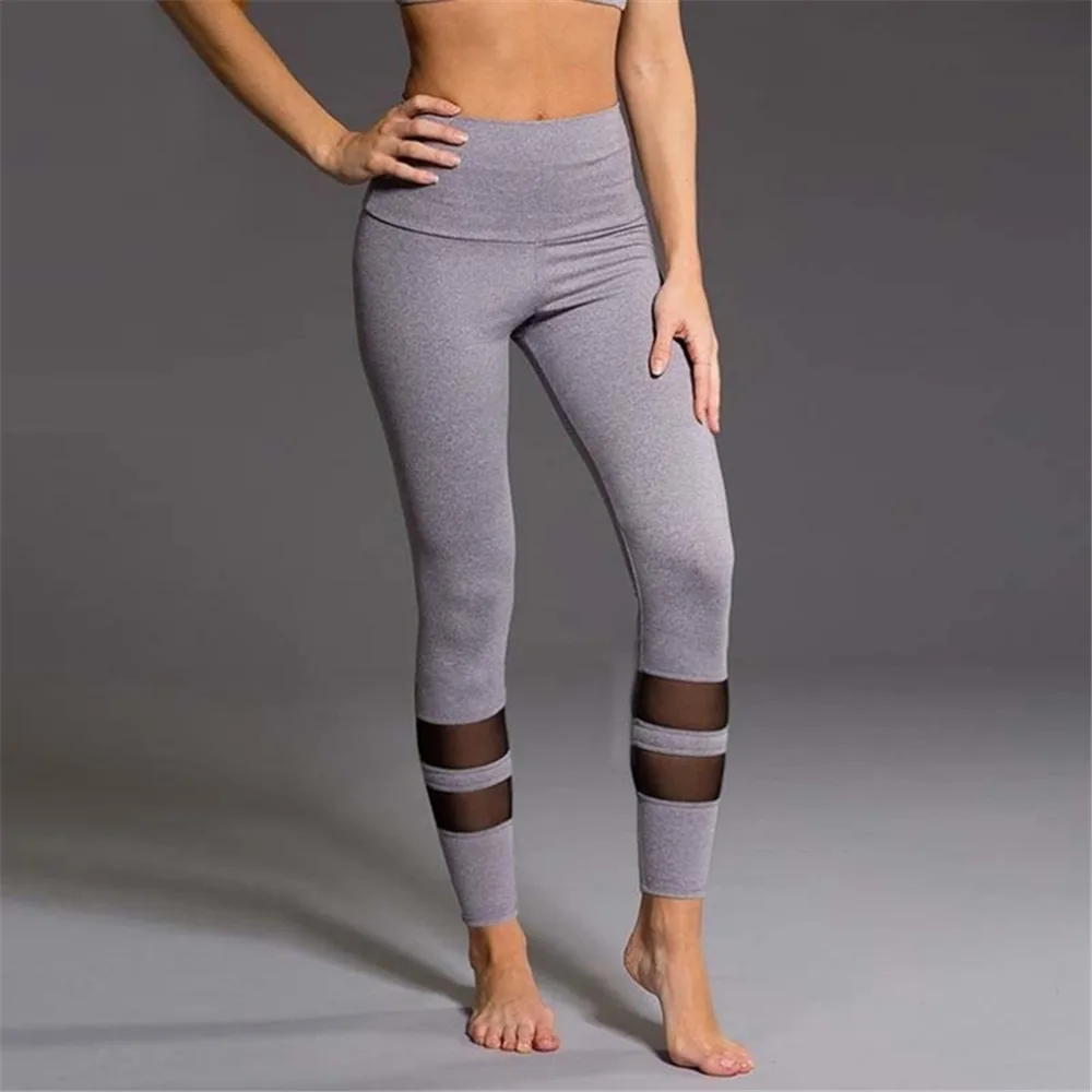 

Brand Mesh Leggings Yoga Women Pants Black Gray Low Waist Skinny Running Sport Leggings