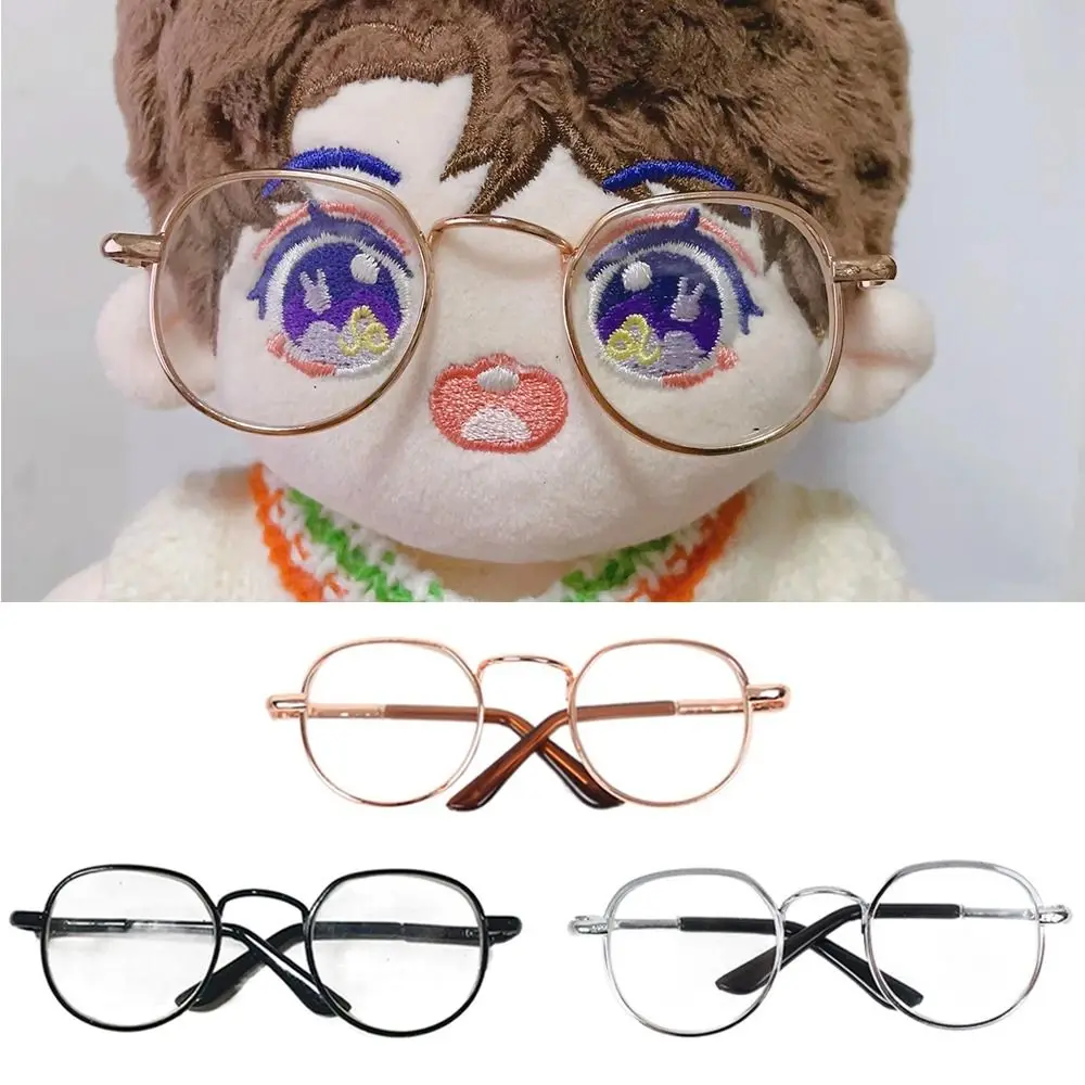 Fashion Metal Doll Glasses Round Frame Lensless Doll Eyeglasses Pets Glasses for 20cm Dolls