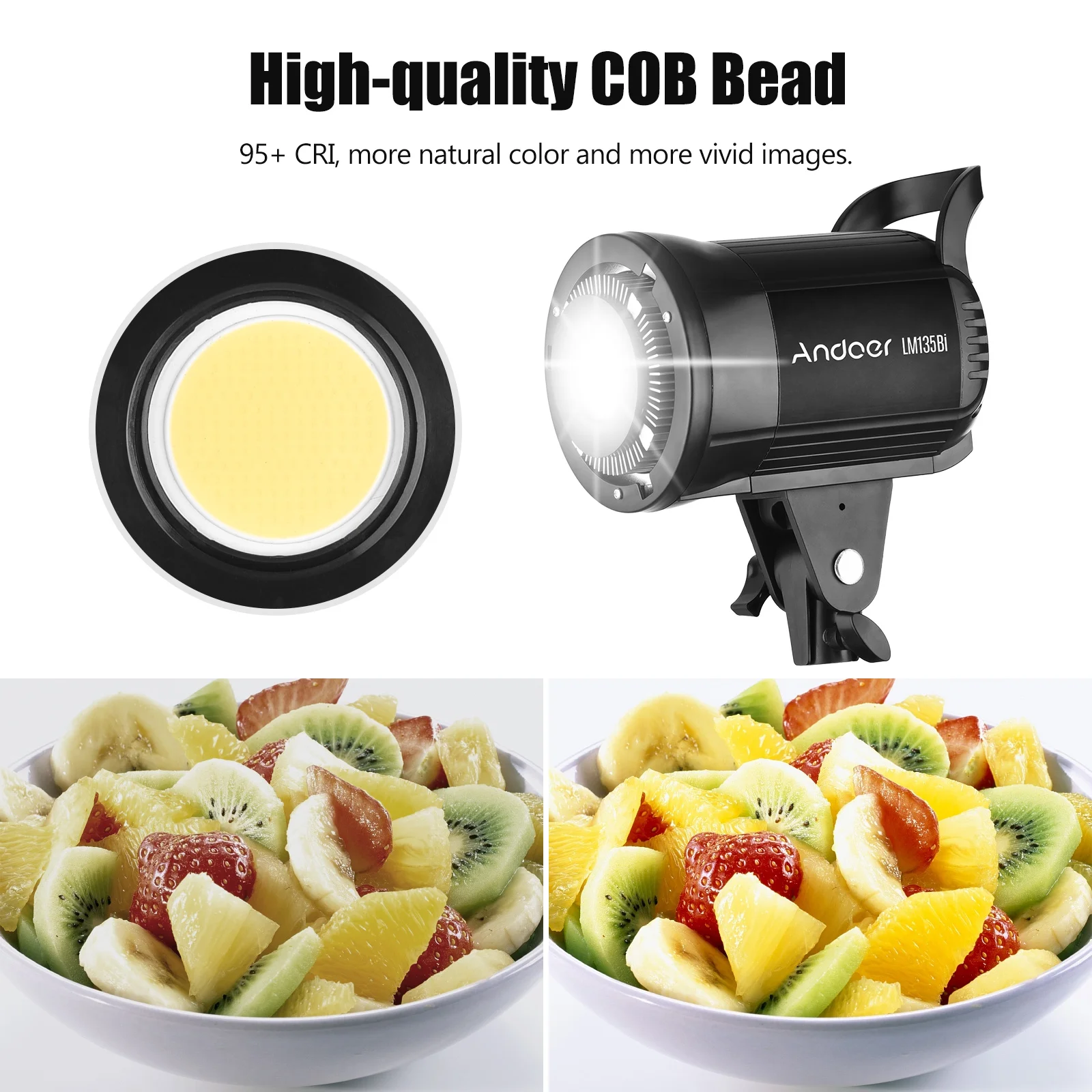 Andoer-Luz LED de relleno LM135Bi para estudio de vídeo, 135W, 3000K-5600K, con Control remoto, para retrato de producto, fotografía de boda