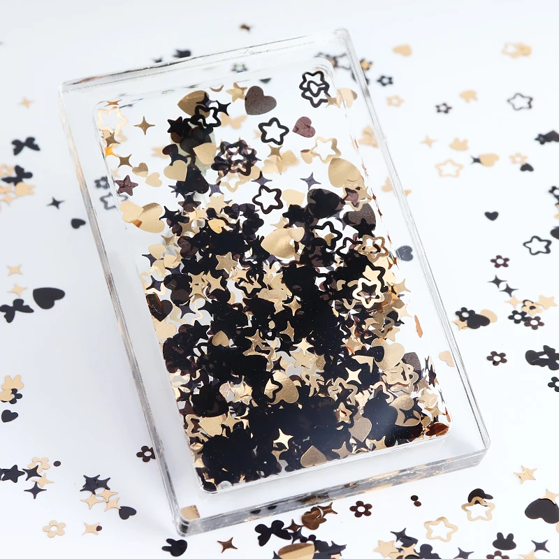 

10 g/bag Resin Filler Black Gold Sequins Glitter Butterfly Love Hearts Bunny For Epoxy Resin Decor Shiny DIY Jewelry Accessories