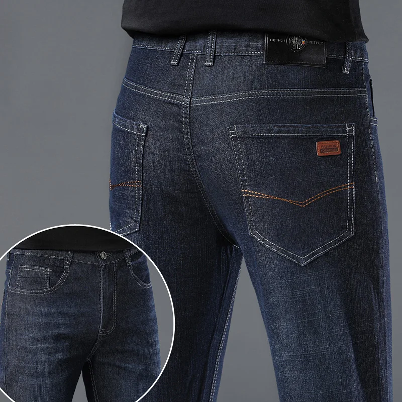 2025 New Fashion Men's Casual Black Blue Cotton Jeans Classic Style Male Denim Trousers Stretch Slim Fit Pants Plus Size 28-40 3