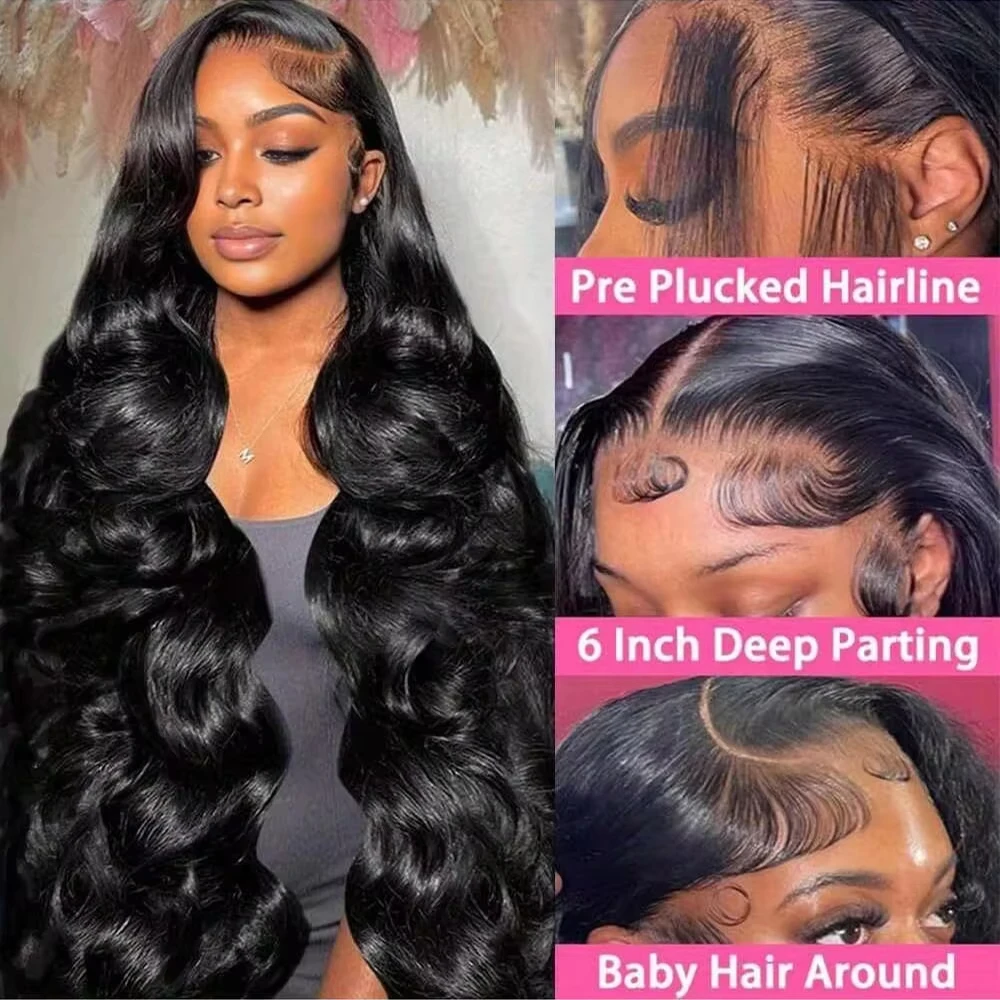 40 42 Inch 13x4 13x6 HD Transparent Body Wave Lace Frontal Wigs For Women 250 Density Preplucked 5x5 Closure Lace Wig Human Hair 2