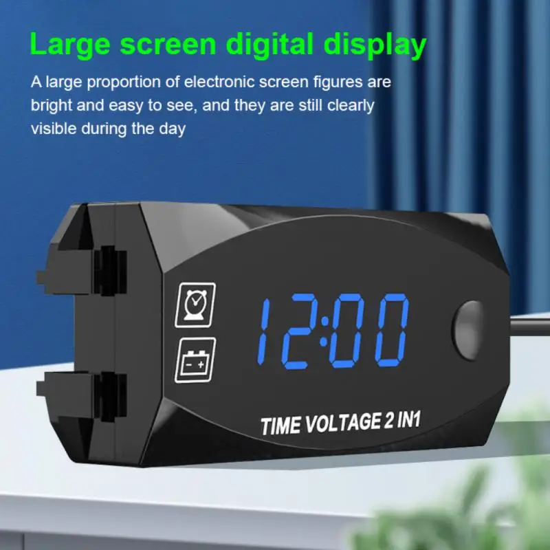 Strumento 3-in-1 Per Moto: Orologio, Voltmetro, Termometro – LED, IP67, Universale Per Manubrio