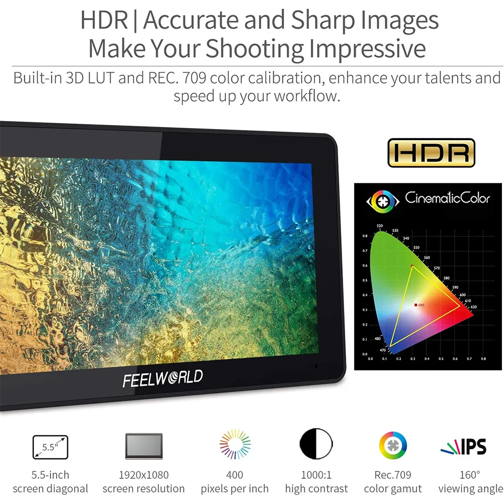 F6 Plus V2 6' On-camera DSLR Field Monitor Touch Screen Monitor with HDR 3D Lut