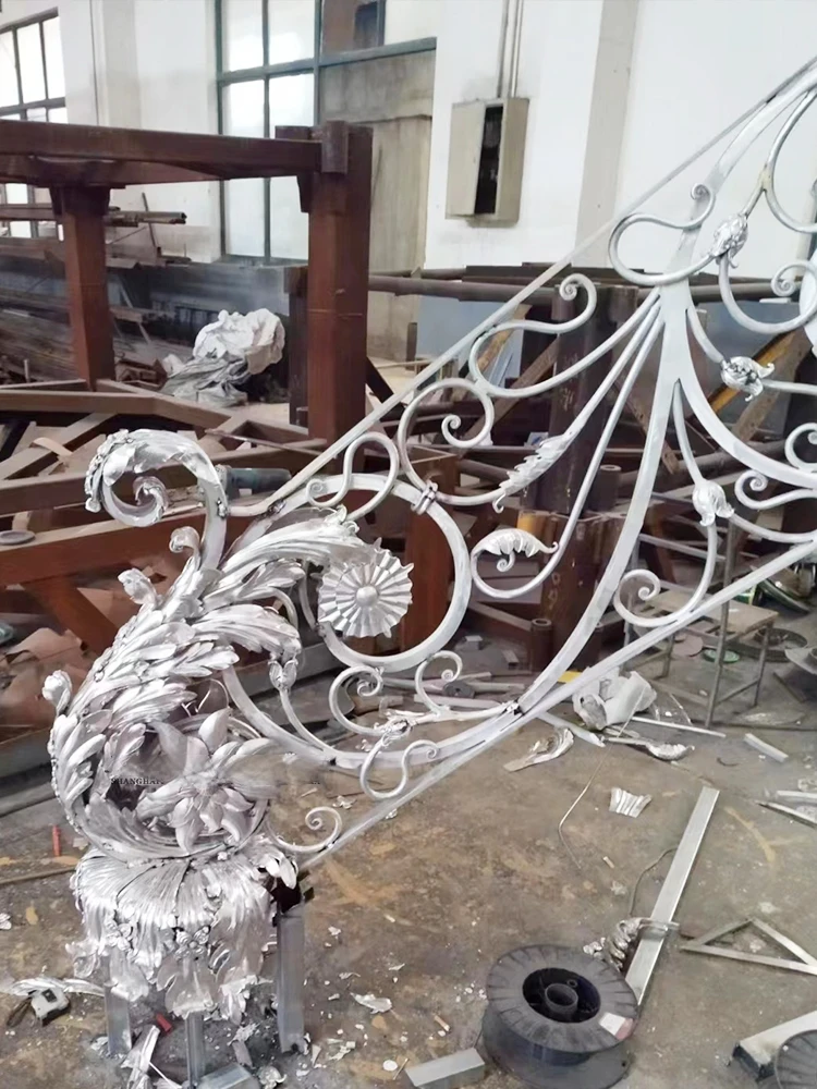 Spiral stair without beam dark arc stair glass handrail Steel structure straight ladder curved steel handrail