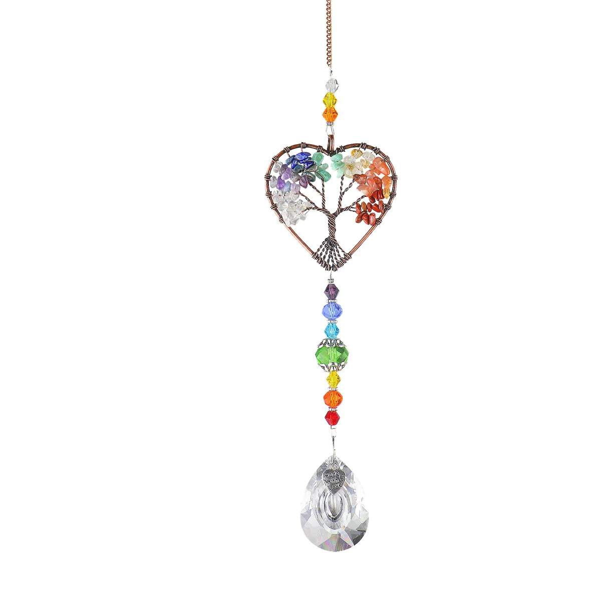 Rainbow Maker Tree of Life Crystal Ornament for Window and Garden Decor