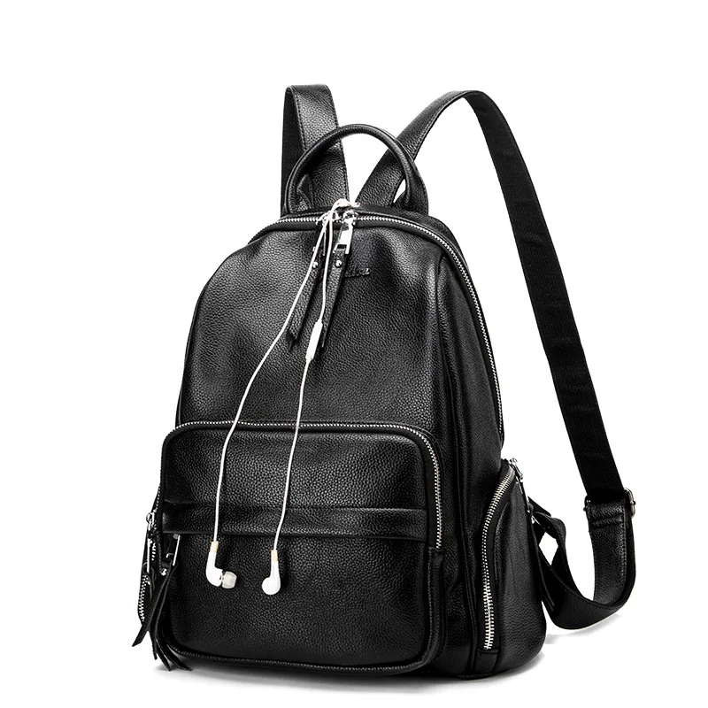 Fashionable And High-quality Leather Lychee Grain Backpack New Simple And Casual Versatile Large Capacity Computer Bag For Women