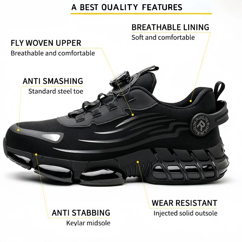 Indestructible Steel Toe Work Shoes Women Rotating Button Safety Lightweight...