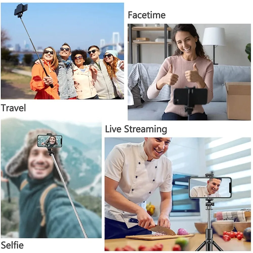 Wireless Selfie Stick with Bluetooth For iPhone 15 Android