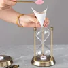 Handmade Glass Empty Hourglass Bottle Container Metal Three Column Sandglass Creative Sand Clock Timer Office Home Decoration 3