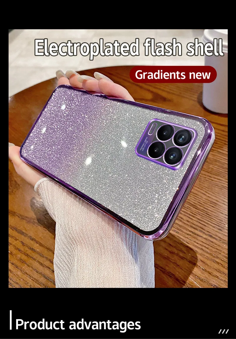 Luxury Electroplated Glitter Clear Phone Case with Soft TPU Bumper
