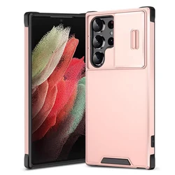Matte Slide Window Phone Case with Camera Protection and Shockproof Bumper - S26 (Pink)