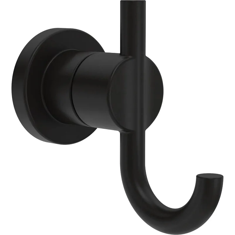 4-Piece Bath Hardware Set with 24-in Towel Bar, Toilet Paper Holder, Towel Ring, Hook in Matte Black
