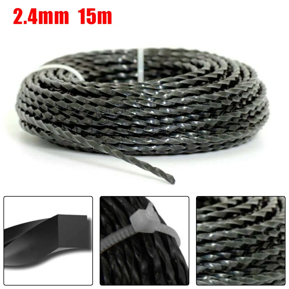 2.4mm 15 Meters Brush Cutter Line Garden Grass Wire Garden Tools Heavy Duty String Trimmer Parts Trimmer Line Spool