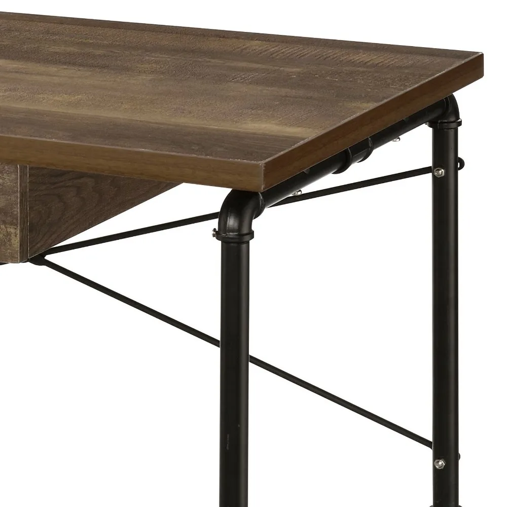 Computer Desks,Weathered Oak and Black 1-drawer Writing Desk,Office Desks 5
