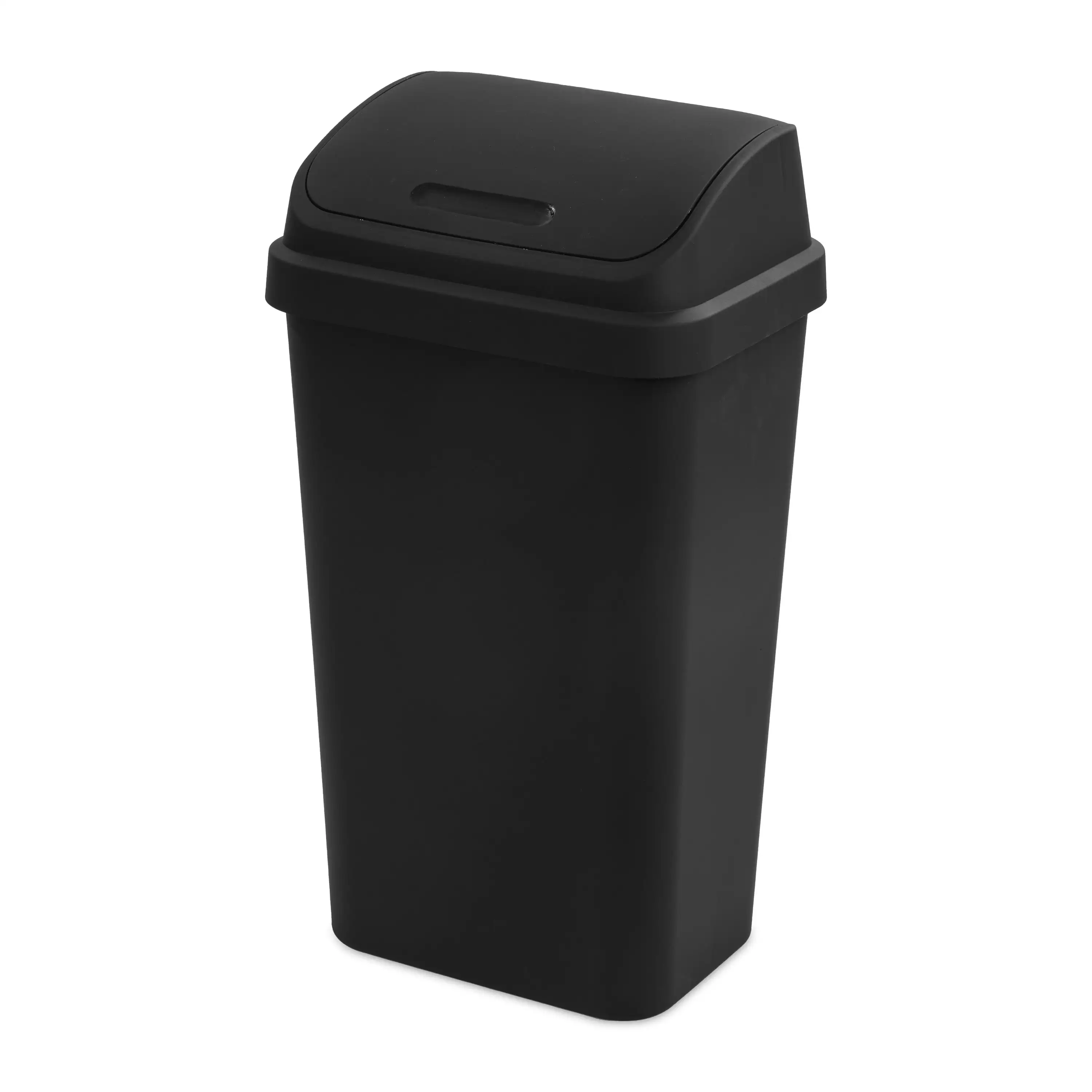 Sterilite 13 Gallon Trash Can, Plastic Swing Top Kitchen Trash Can, Black sheds for storage