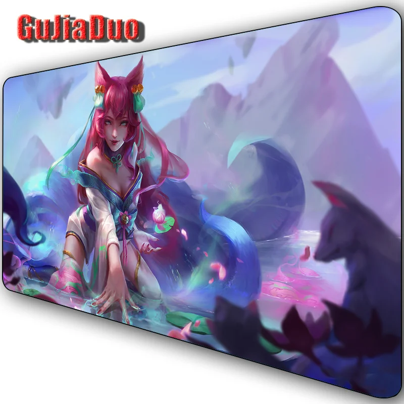 

League of Legends Ahri 40x90 Sexy Anime Mouse Pad Computer Table Desk Mat XL Comic Mousepad Gaming Accessories Kawaii Pc Cushion