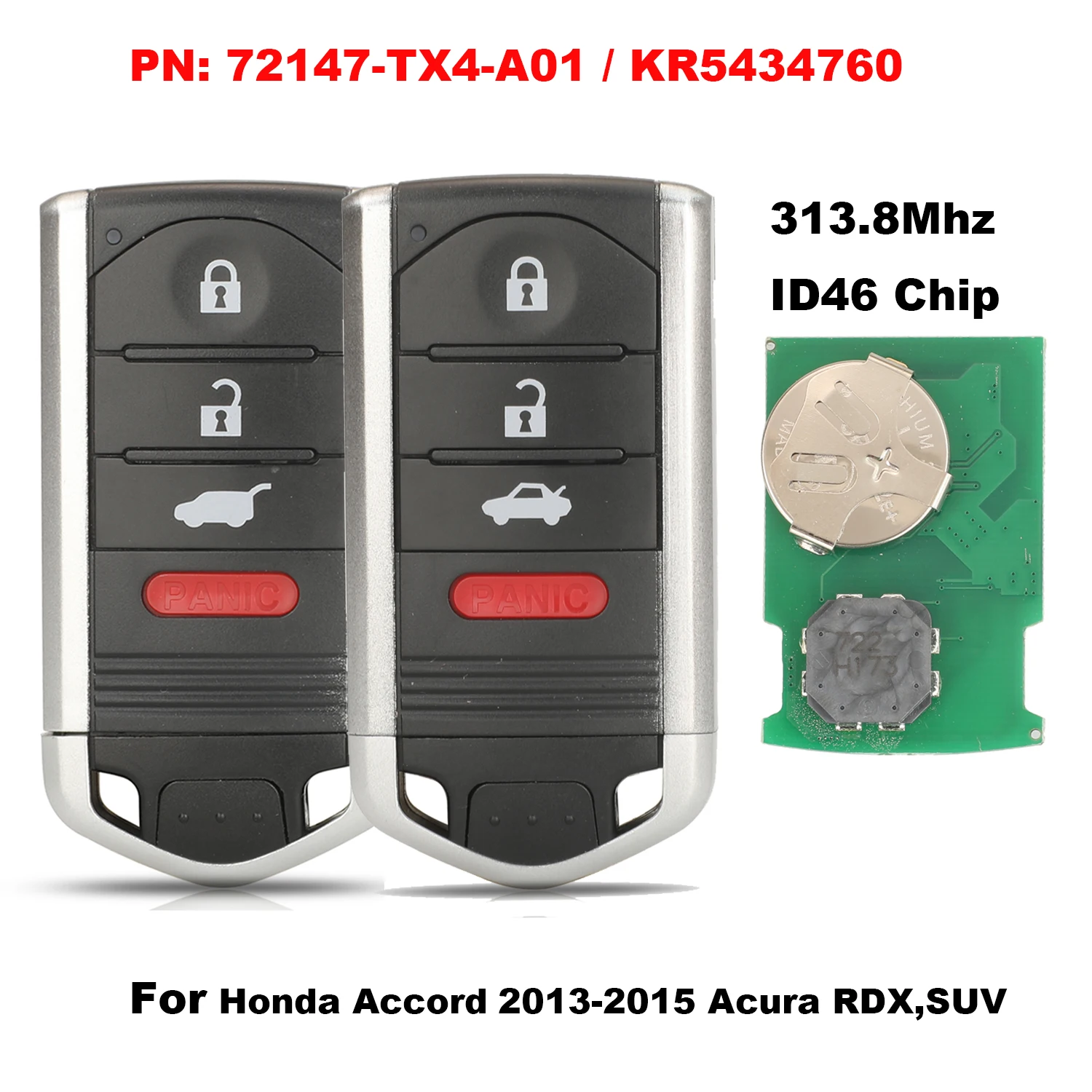 jingyuqin 313.8Mhz ID46 Chip Remote Car Key For Honda Accord 2013 2015