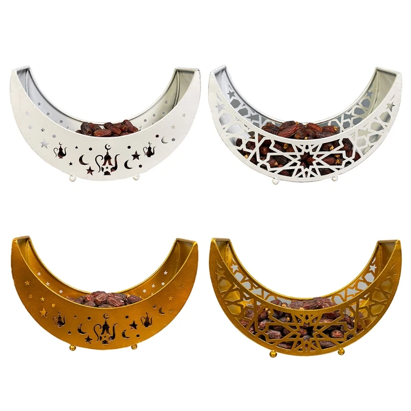 Eid Mubarak Moon Serving Tray Tableware Dessert Storage Container Ramadan Muslim Islamic Party Supply