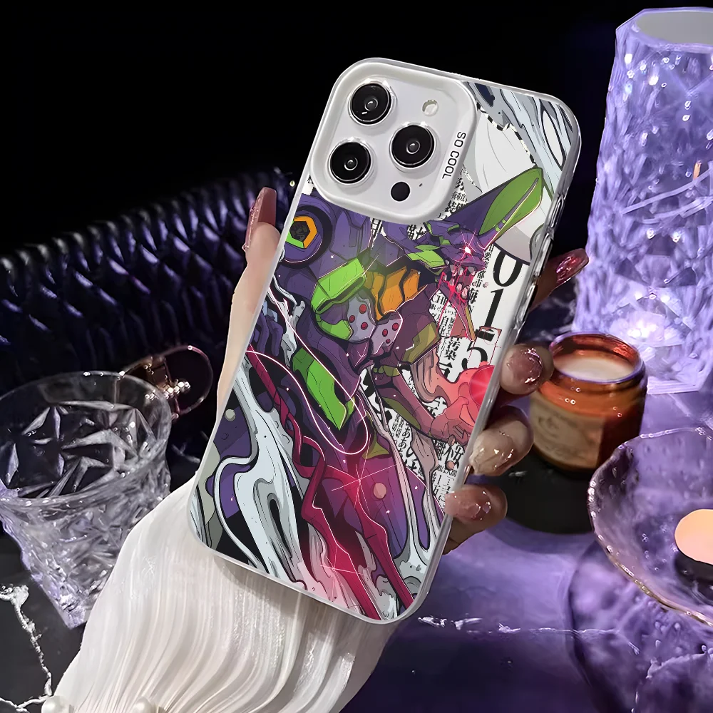 Anime E-Evangelion Eva-01 Handyhülle für iPhone 16 15 14 13 12 11 Pro Max Weiß Matt Laser Metallic Aurora Funda – Detail 5