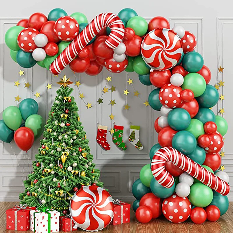 

Amazon Christmas Arch Balloon Chain Set Party Decoration Christmas Eve Crutch Candy Aluminum Film Balloon