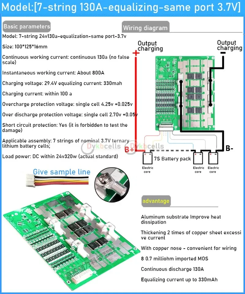 6S 7S 8S Li-Ion Lifepo4 Lithium Batterie Schutz Board BMS Balance 50A 100A 130A 230A300A Strom 24V Energiespeicher RV Power – Detail 9