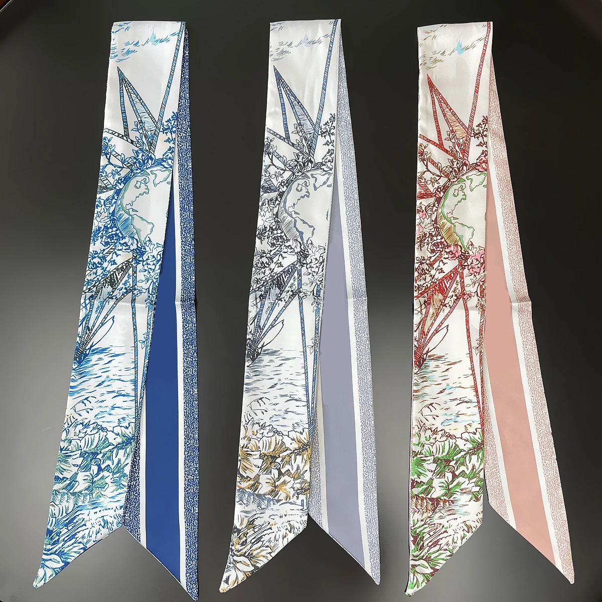 2024 neue Design Tarot Silk Schal Frauen Luxus Marke Schal Haar Dünne Tasche Schals Mode Foulard Halstuch Stirnband Für Dame