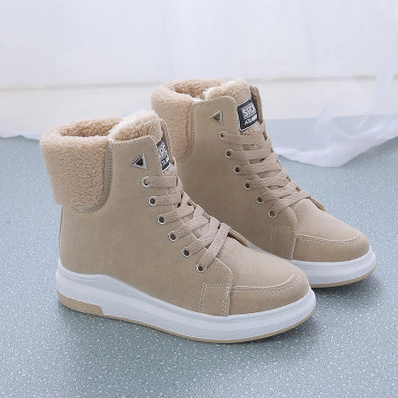 Women Shoes Fashion Botas Mujer Winter Warm Ankle Short Boots Female Footwear Lace Up Flat Platform Casual Ladies Shoes New