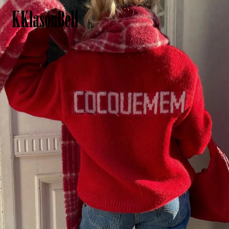 

1.2 KKlasonBell Street Fashion Round Neck Long Sleeve Letter Knitted Pullover Sweater Women