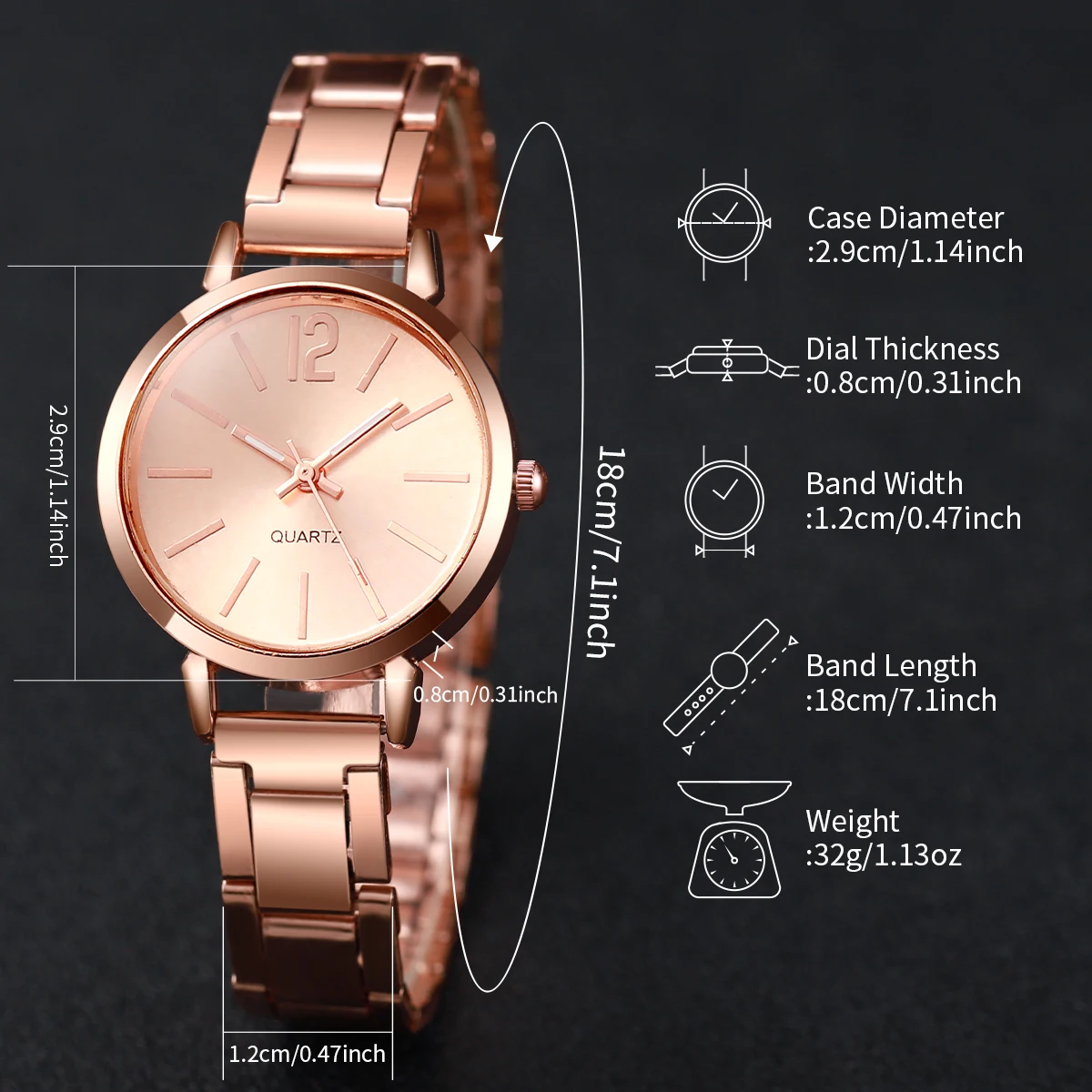 2PCS Fashion Women Watches Luxury Steel Band Ladies Analog Quartz Watch Bracelet Set Reloj Mujer（Without Box） 5