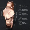 2PCS Fashion Women Watches Luxury Steel Band Ladies Analog Quartz Watch Bracelet Set Reloj Mujer（Without Box） 5