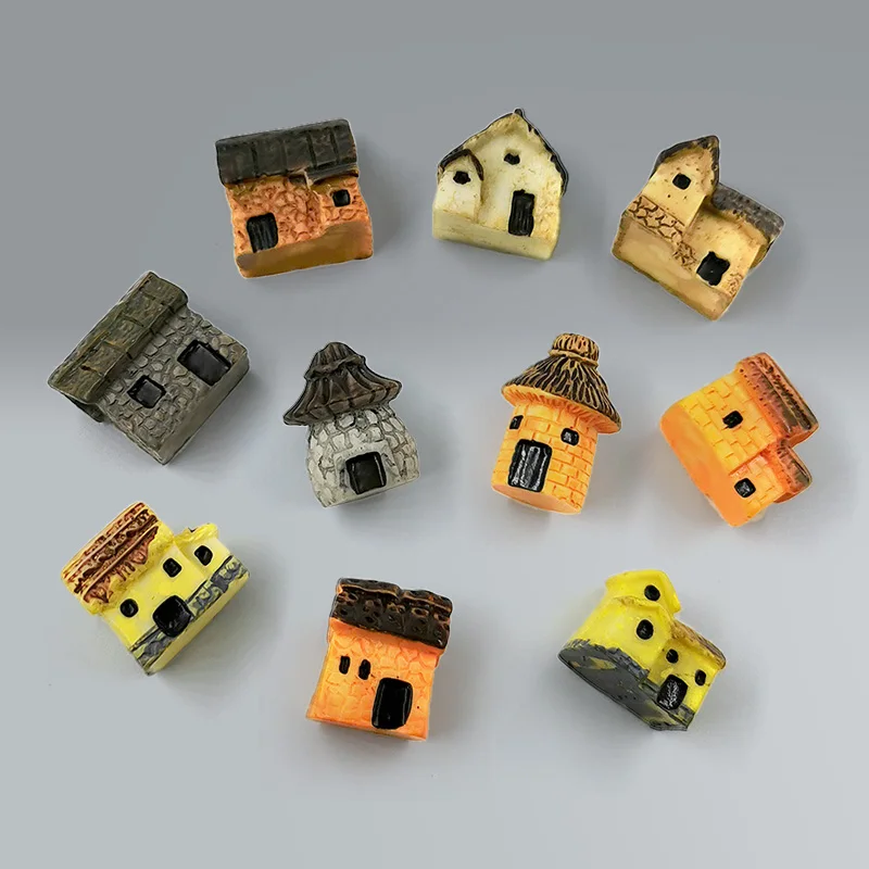 Miniature House Kit miniature house kit,miniature ornament,resin crafts accessories,resin ornaments,resin crafts,miniature figurines 10Pcs Mini Small House Figurine Resin Craft Diy Home Decor Fairy Garden Decoration Accessories Modern Building Statue